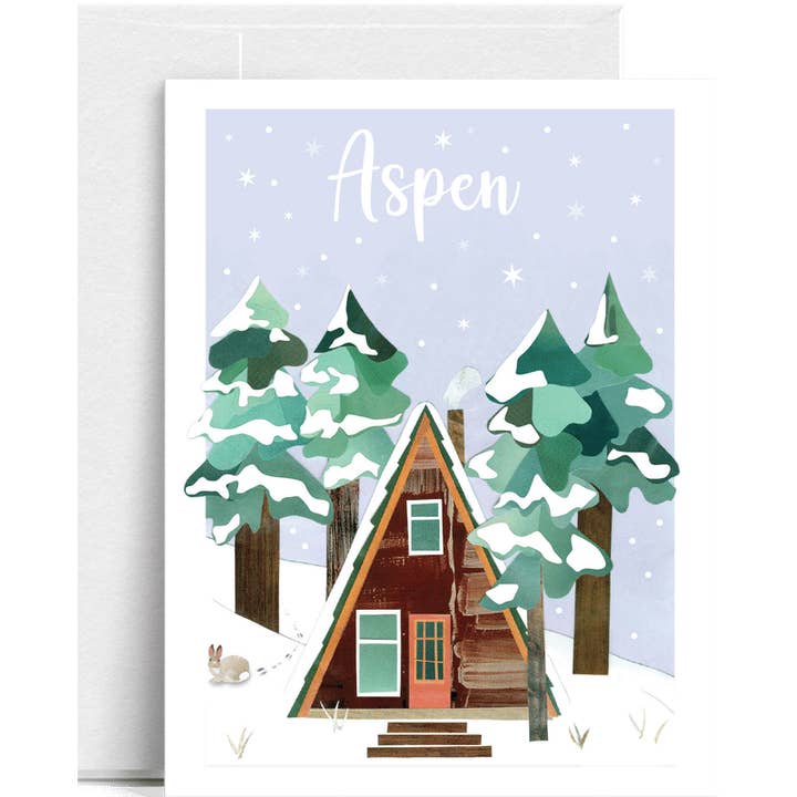 "Aspen A-Frame Cabin" – Confezione da 8 Biglietti di Auguri Montani Accoglienti per la vendita all'ingrosso da parte di Lilybart LLC