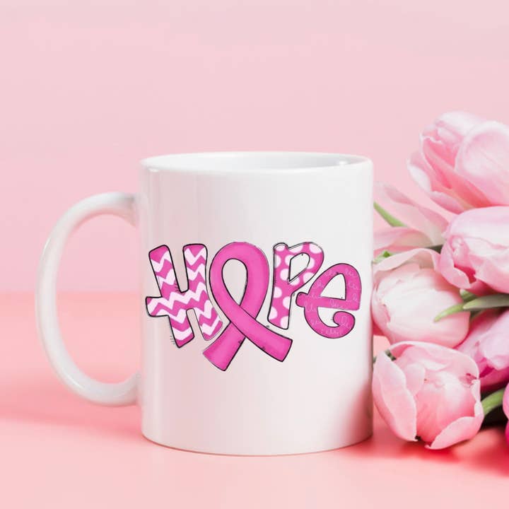 Breast Cancer Mug Cancer Awareness Hope Mug for wholesale by Dazzle Design Diva