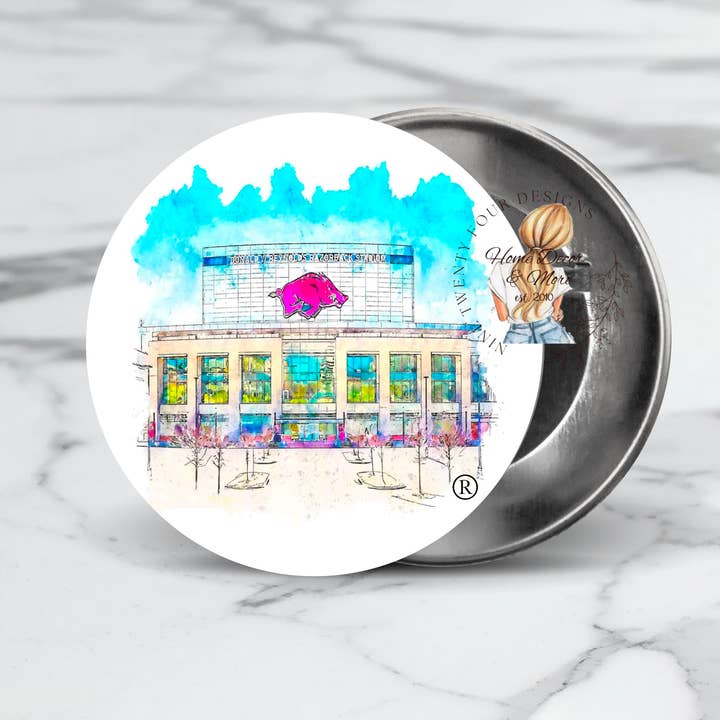 Razorback Stadium Fayetteville game day button for wholesale by Nine Twenty Four Designs