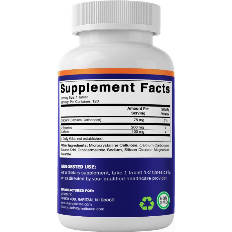 Vitamatic - Wholesale Voedingssupplement/vitamine - Vitamatic L-theanine 200 mg met cafeïne 100 mg | 120 tabletten7