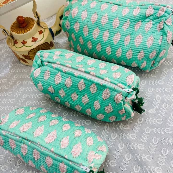 Meghcraft - Venta al por mayor Bolsa para maquillaje - Bolsas de cosméticos acolchadas de algodón, bolsa de regalo, bolsa de tocador, 3 unidades3