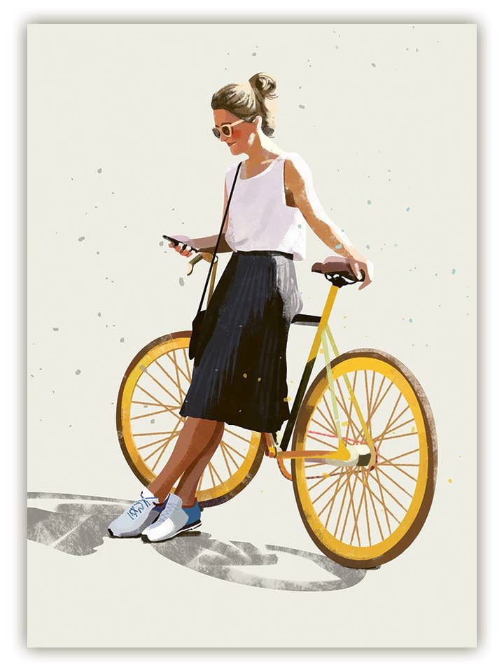Woman in front of a bike, o.T. (high), 8043HK for wholesale by Actetre Deutschland Gmbh