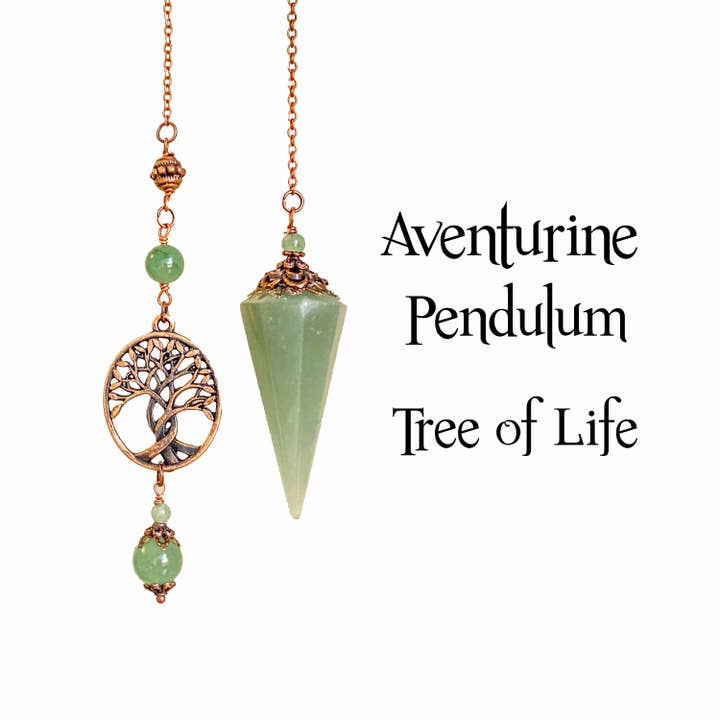 Aventurin Pendulum, Koppar Livets träd Personlig tillväxt Pen för wholesale av Glorious Healing Crystals