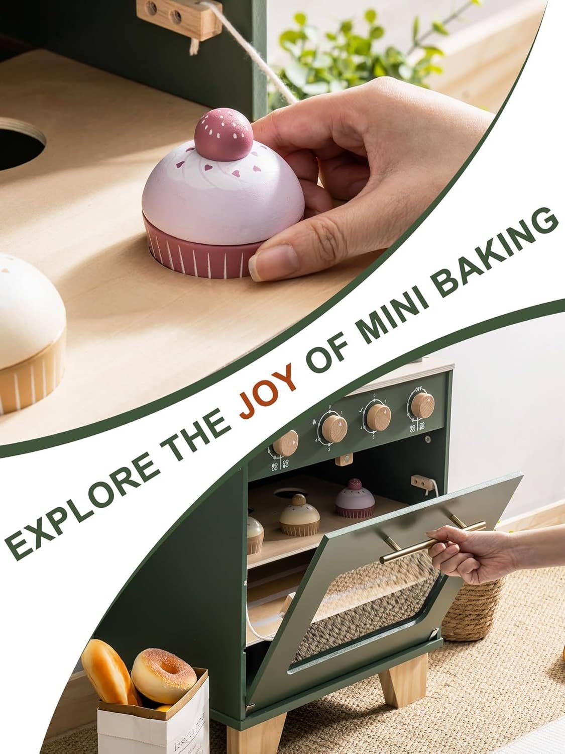 Robud & Mewoofun Official Store - Vendita all'ingrosso Set di giocattoli - Bambini - Set da gioco cucina per bambini con forno giocattolo in legno Robud7