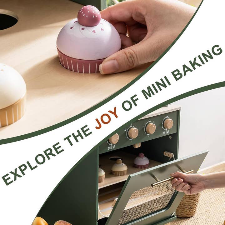 Robud & Mewoofun Official Store - Vendita all'ingrosso Set di giocattoli - Bambini - Set da gioco cucina per bambini con forno giocattolo in legno Robud7