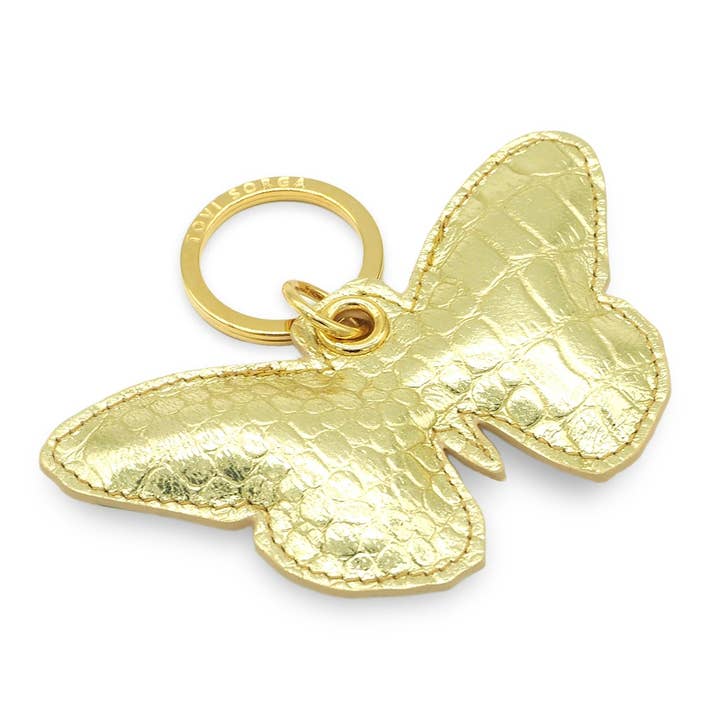 Butterfly Key Ring - Metallic Gold Leather Bag Charm for wholesale by 'Alkemest