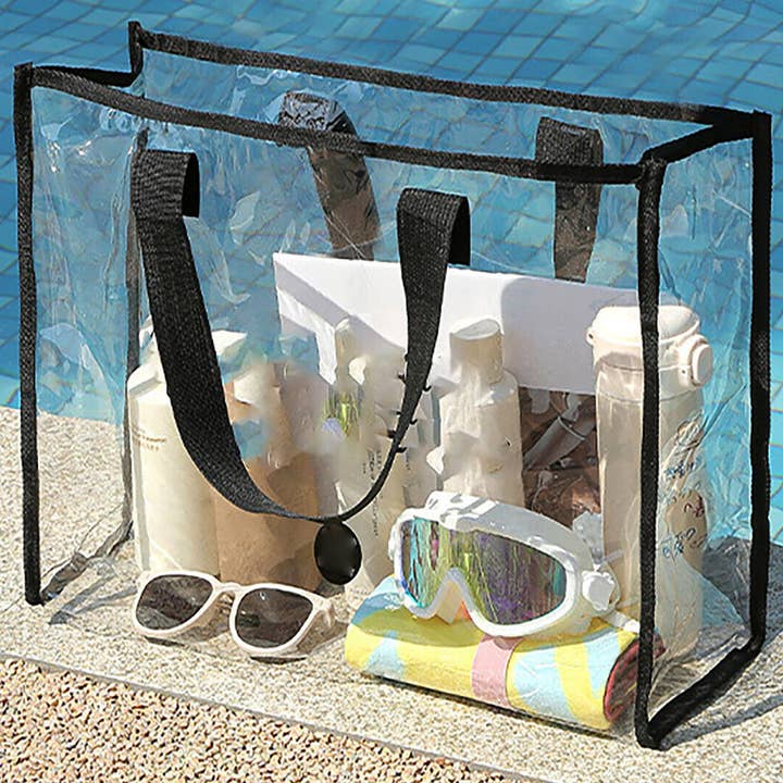 Black Outline Clear PVC Storage Tote Bag for wholesale on Faire