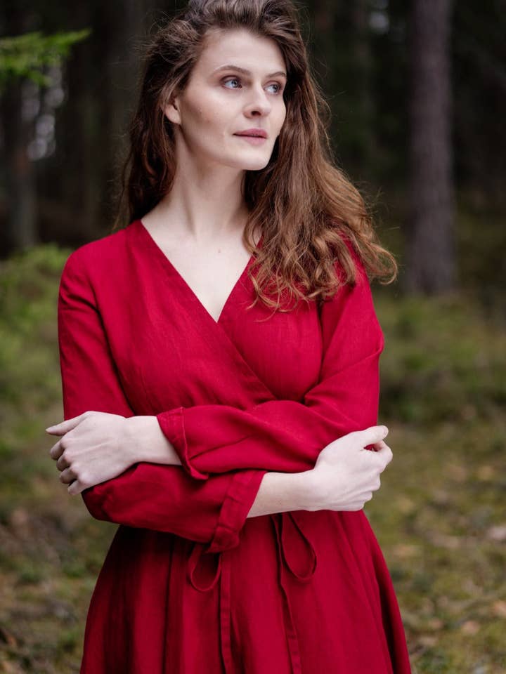 Son de Flor - Wholesale Dress - Women's - Wrap Dress, Long Sleeve6