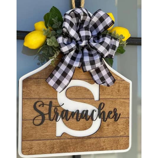 Cow Tag Personalized Name Door Hanger for wholesale by Finding Farmhouse Crafts & More