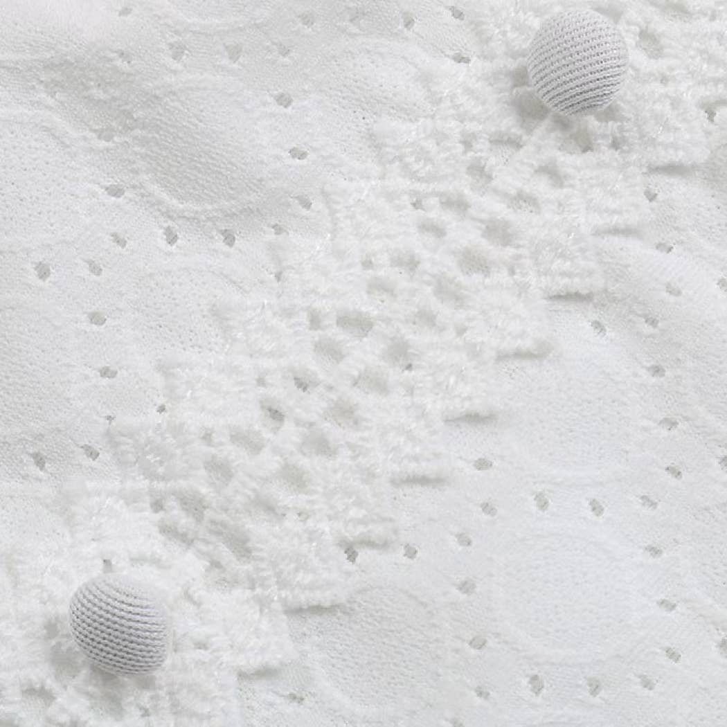 The Moment Collection - Wholesale Blouse - Women's - On-Trend Sheer V Neck Pierced Pointelle Short Sleeve Top8