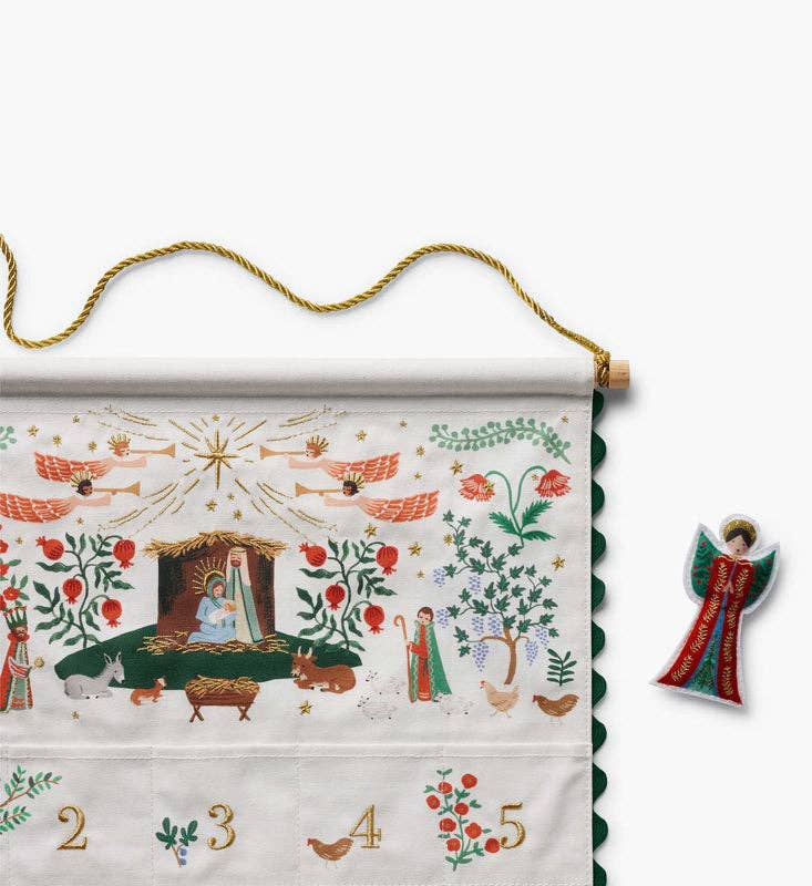 Rifle Paper Co. - Wholesale Advent Calendar - Nativity Embroidered Hanging Advent Calendar1