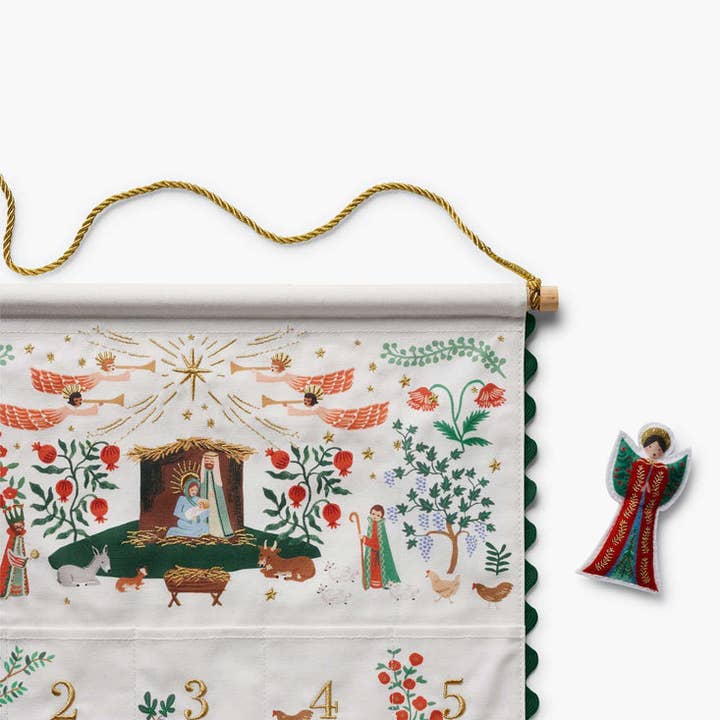 Rifle Paper Co. - Wholesale Advent Calendar - Nativity Embroidered Hanging Advent Calendar1