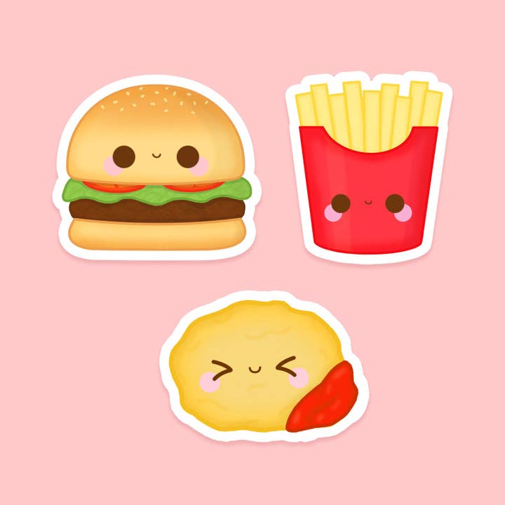 Kawaii Junk Food Vinyl Sticker Pack for wholesale by Kawaii Studios