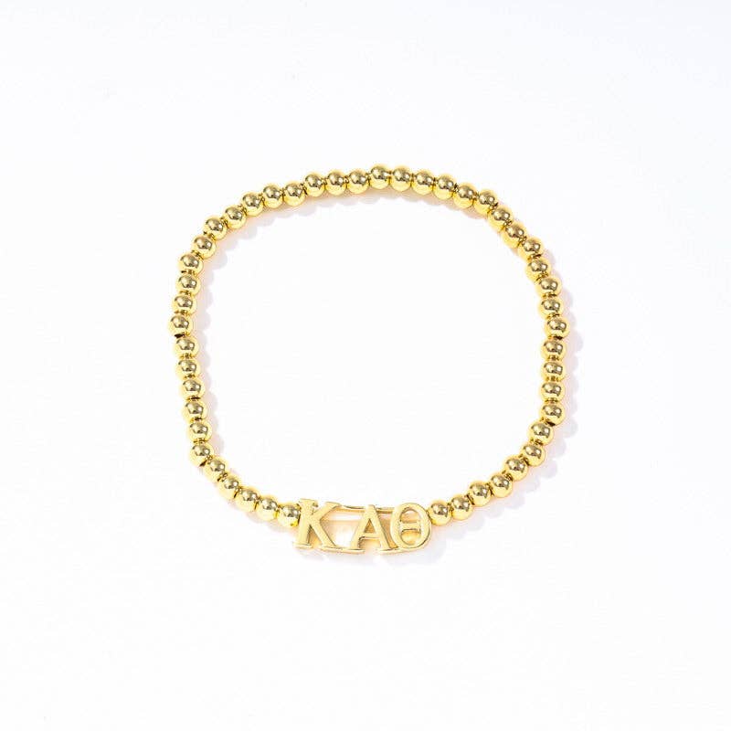 Color Shout - Wholesale Beaded Bracelet - B211 - Sorority: Gold Beaded Bracelet with Greek Letters on Stretch Cord26