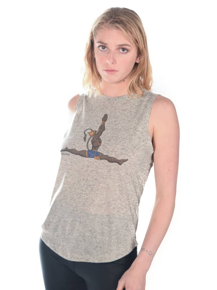 Camiseta boyfriend de mezcla de lino Hanuman Hanumanasana (splits) para venta al por mayor de Third Eye Threads
