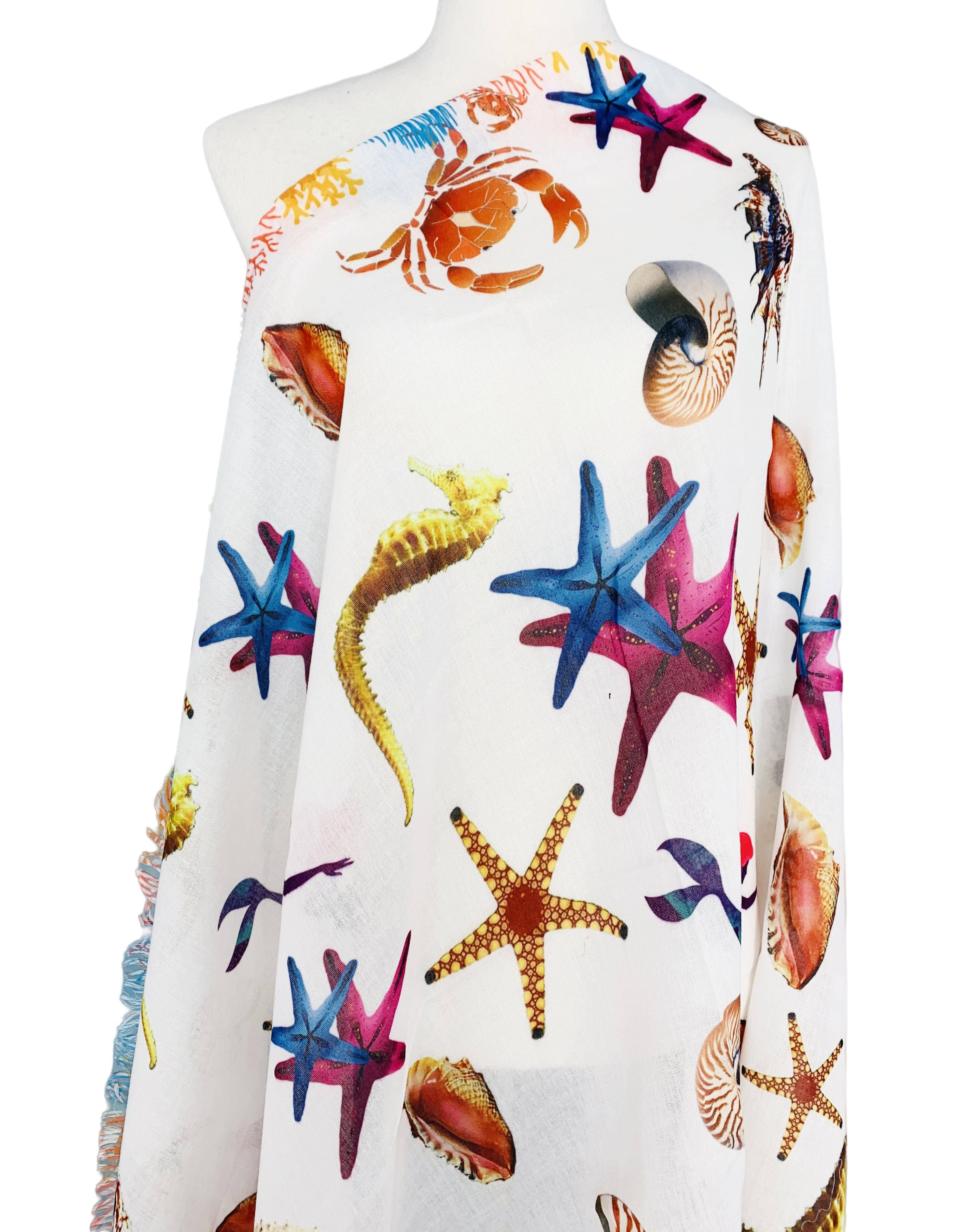 Vit-Multi JC021060 överdimensionerad vit Sea Life halsduk/sjal för wholesale på Faire1