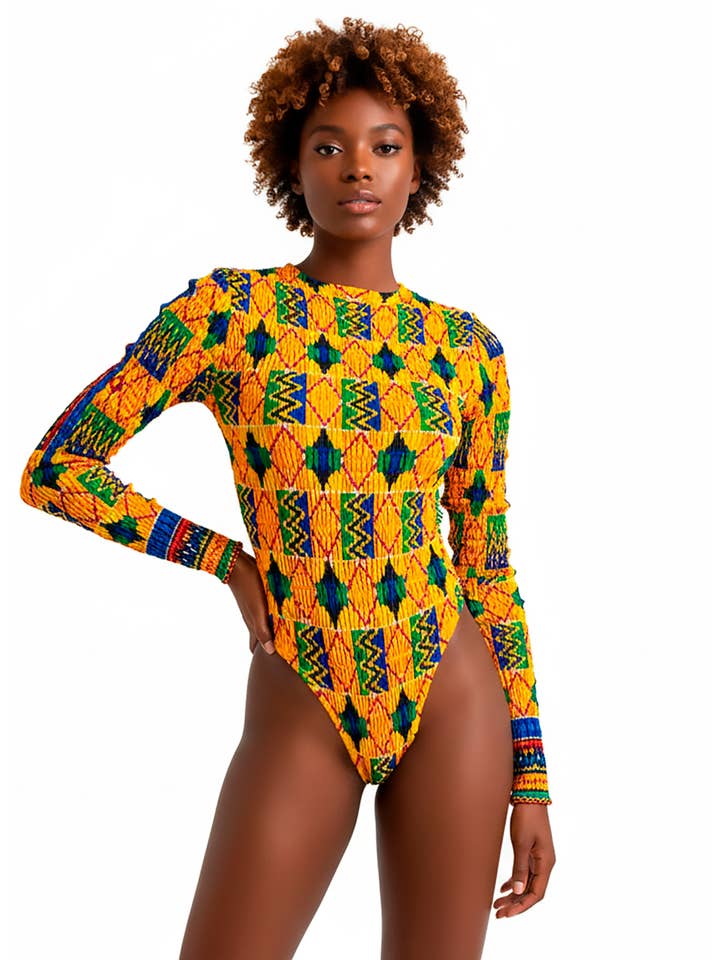 SUESES - Wholesale Bodysuit - Women's - Kente Adja stretch fabric bodysuit.3