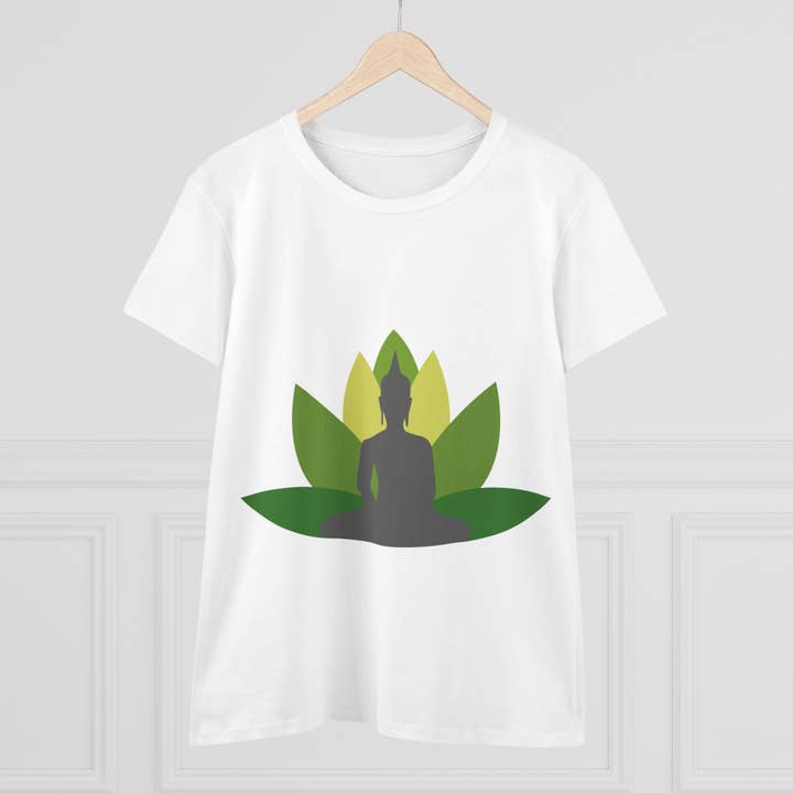 Restored By Nature Company - Wholesale Screen Printed T-Shirt - Women's - Women’s Graphic Tee – Buddha with Lotus Flower – Mid-weight Soft Cotton1