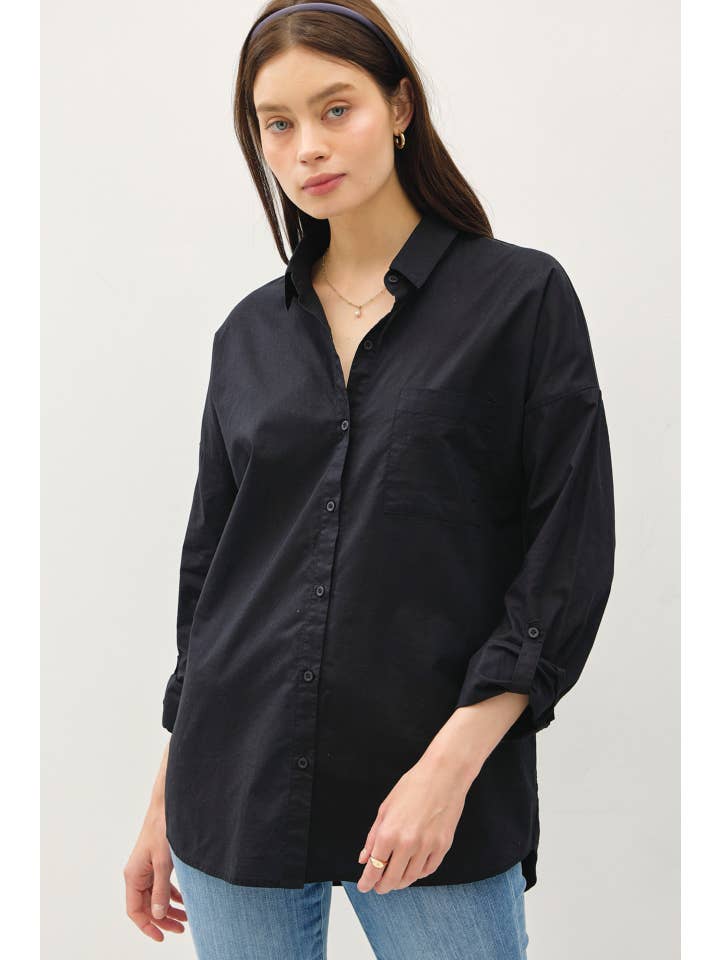 Be Cool - Wholesale Button Down Shirt - Women's - OVERSIZED BASIC COTTON SHIRT