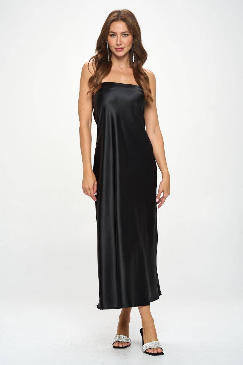 Renee C. - Wholesale Dress - Women's - Made in USA Silky Satin Tube Draped Dress1
