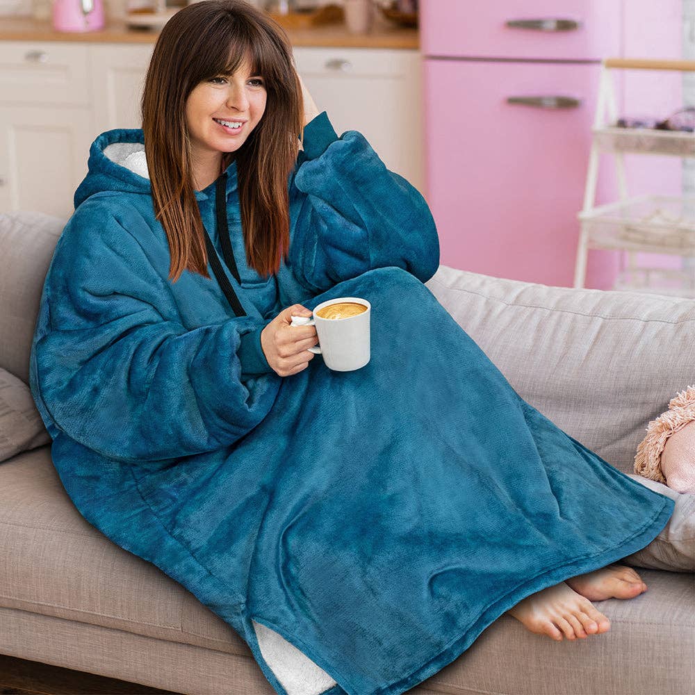 Pavilia - Wholesale Hoodie - Women's - Chest Pocket Sherpa Hoodie Blanket - Patch Pocket (Regular / Long)157