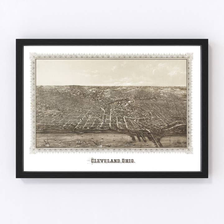 Vintage Map of Cleveland, Ohio 1887 for wholesale by Ted's Vintage Art