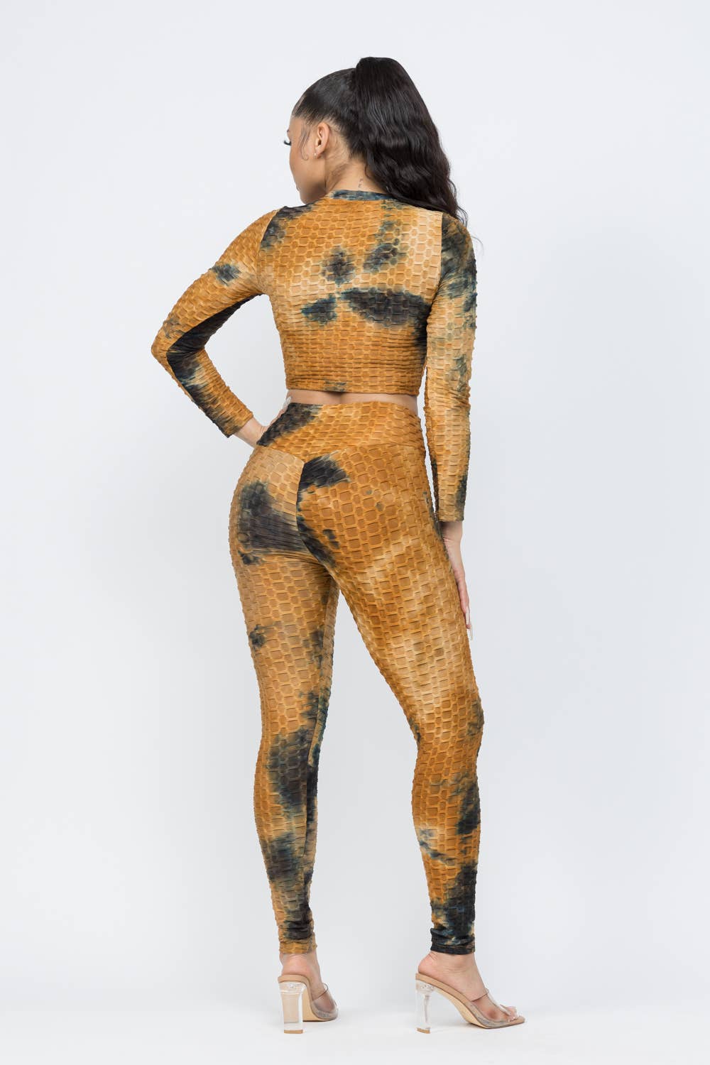 Julia by LoveJ - Wholesale Top & Pant Set (NOT Loungewear) - Women's - Honeycomb TieDye Shirring Tie Top And Leggings Set10