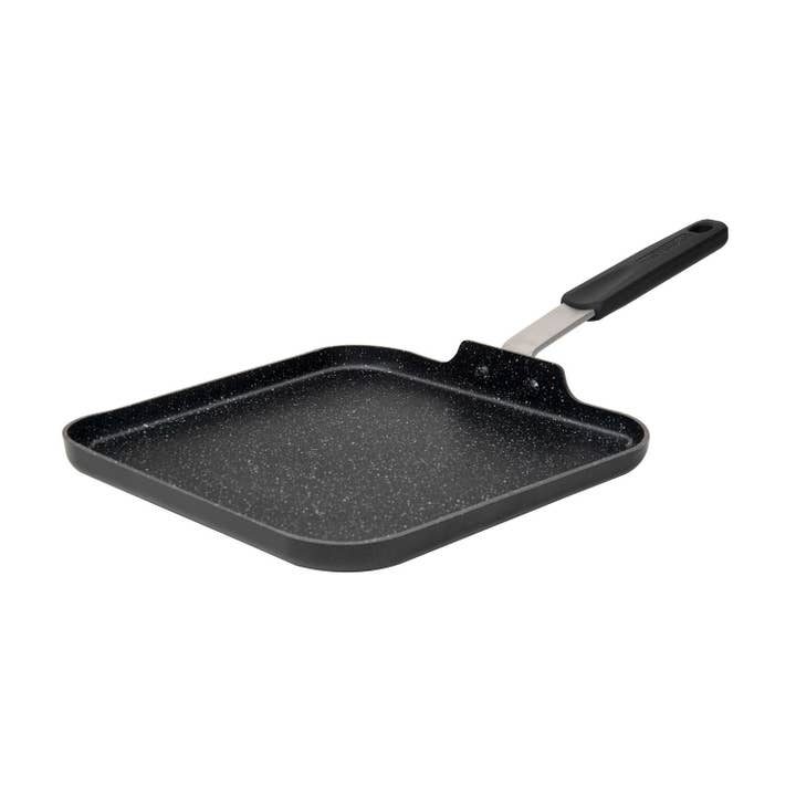 Masterpan Inc. - Wholesale Cast Iron Skillet - GRIDDLE PAN / PANCAKE PAN, NON-STICK ALUMINIUM COOKWARE WITH STAINLESS STEEL CHEF’S HANDLE, 11” (28cm)