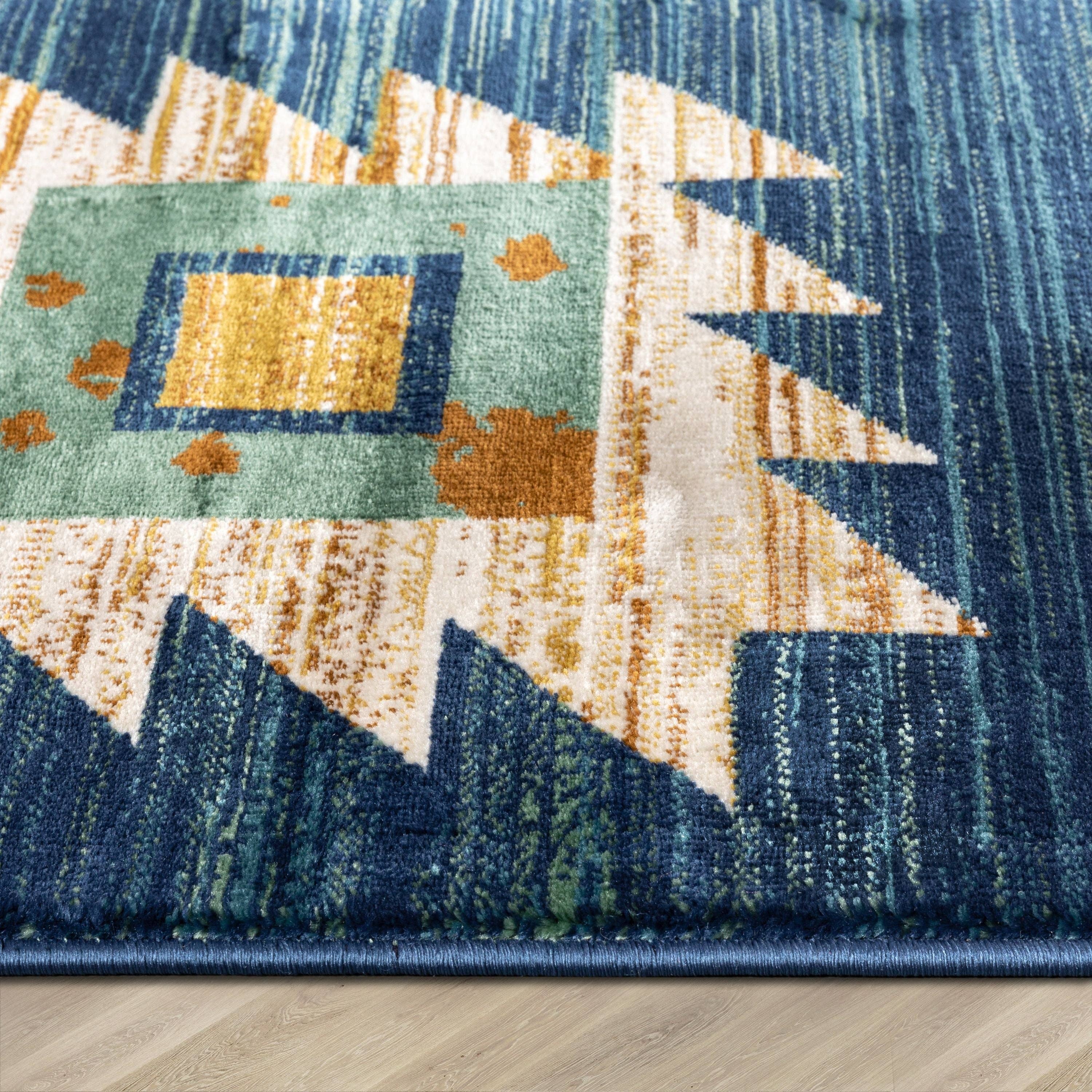 Well Woven – wholesale Matta – Lea Blå Traditionell Sydvästra Tribal Matta7