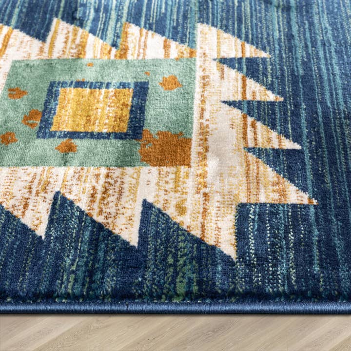 Well Woven – wholesale Matta – Lea Blå Traditionell Sydvästra Tribal Matta7