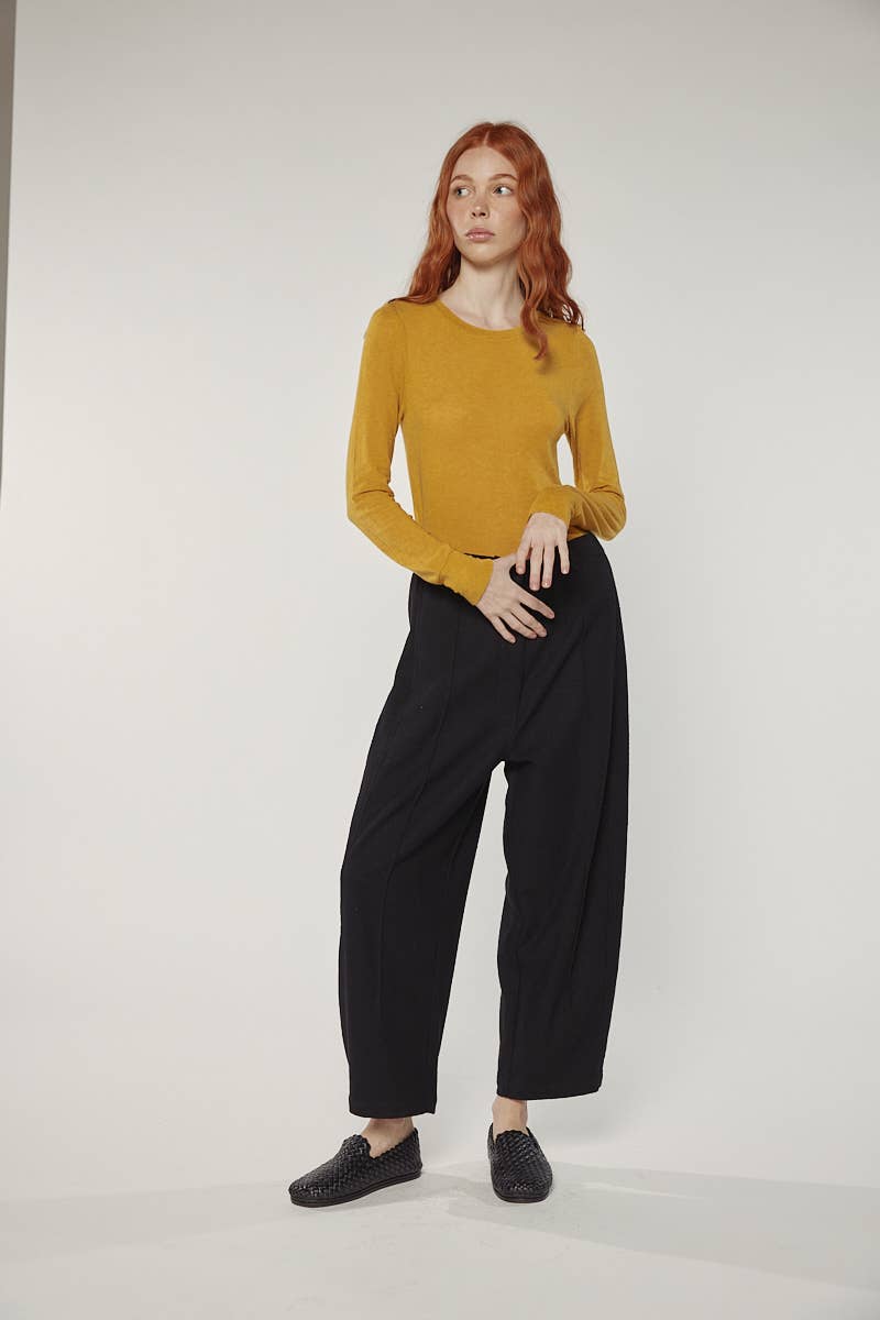 Black Wool blend pintuck pants for wholesale on Faire3