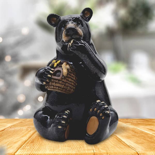 FC Design - Wholesale Decorative Figurine - 5.5"H Black Bear Eating Honey Figurine Home Decor Gifts