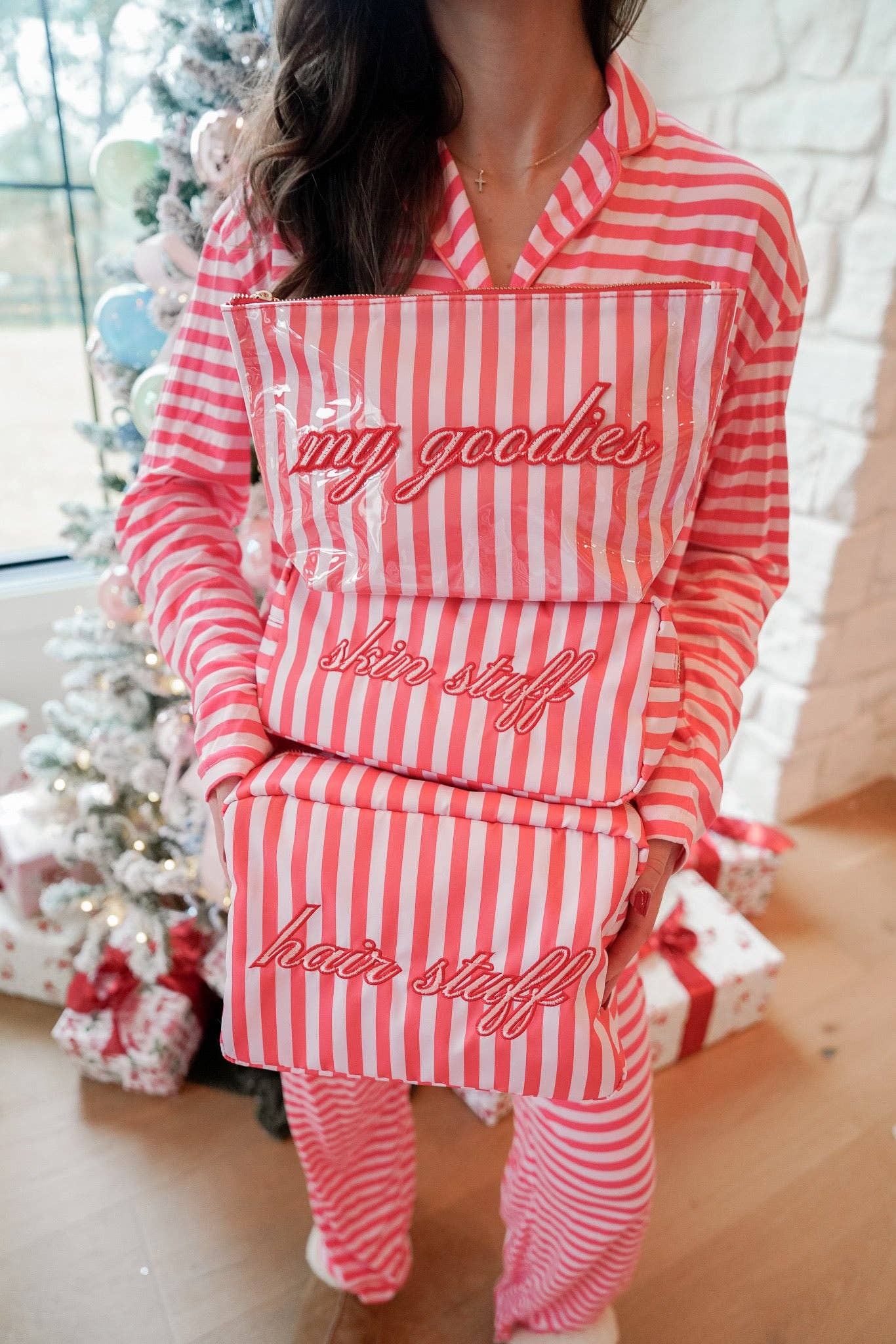 KENZKUSTOMZ - Wholesale Sleepwear Set - Women's - Pink & Red Stripes - Long Pajama Set11