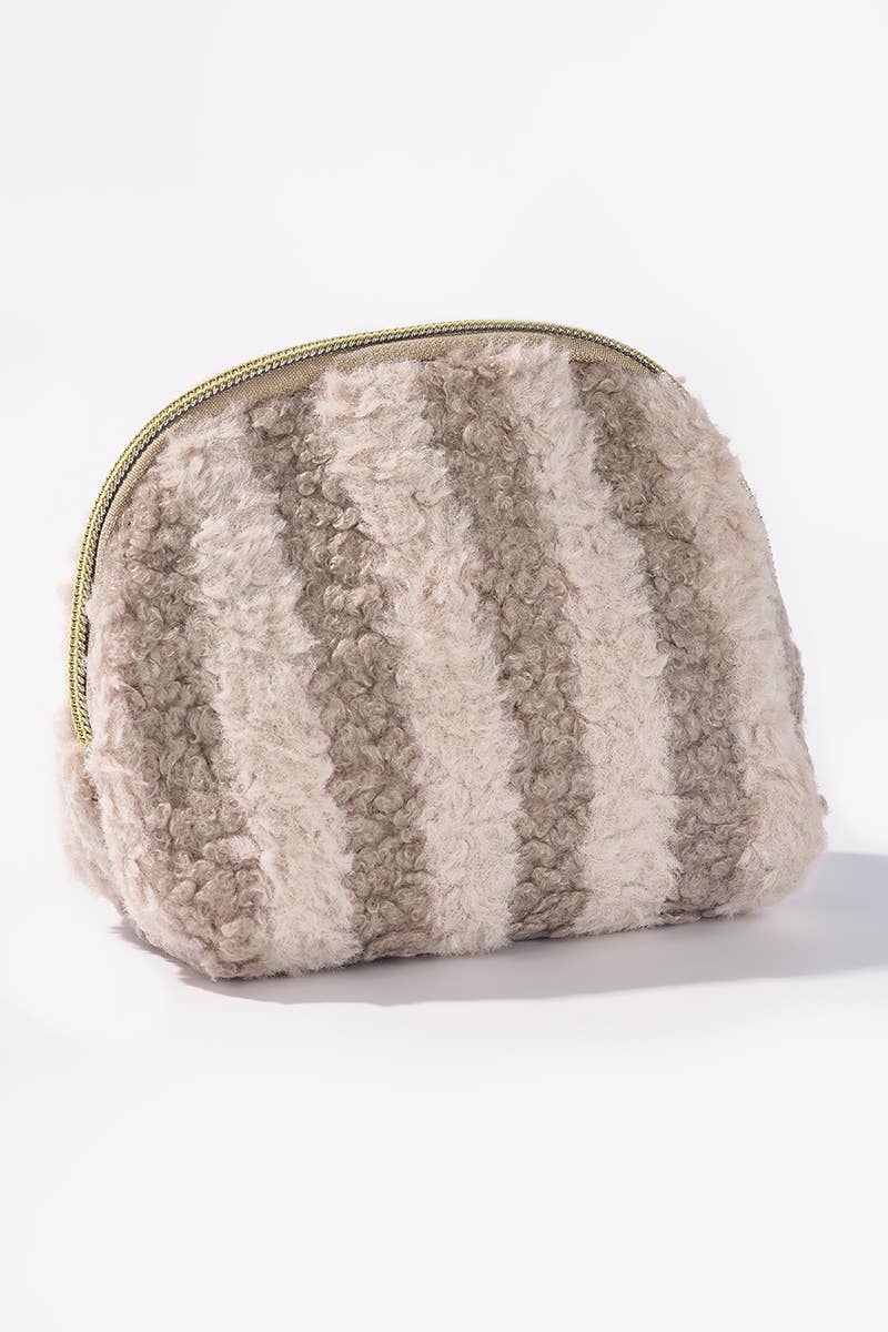 BYREN | ÉLINE L'ATELIER - Wholesale Toiletry Bag - Women's - Teddy Striped Rounded Makeup Bag CY233JH