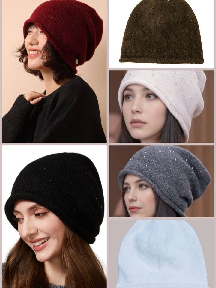 JCH39011 Paljettprydd slouchy mössa med rullad kant för wholesale av JC Sunny Fashion