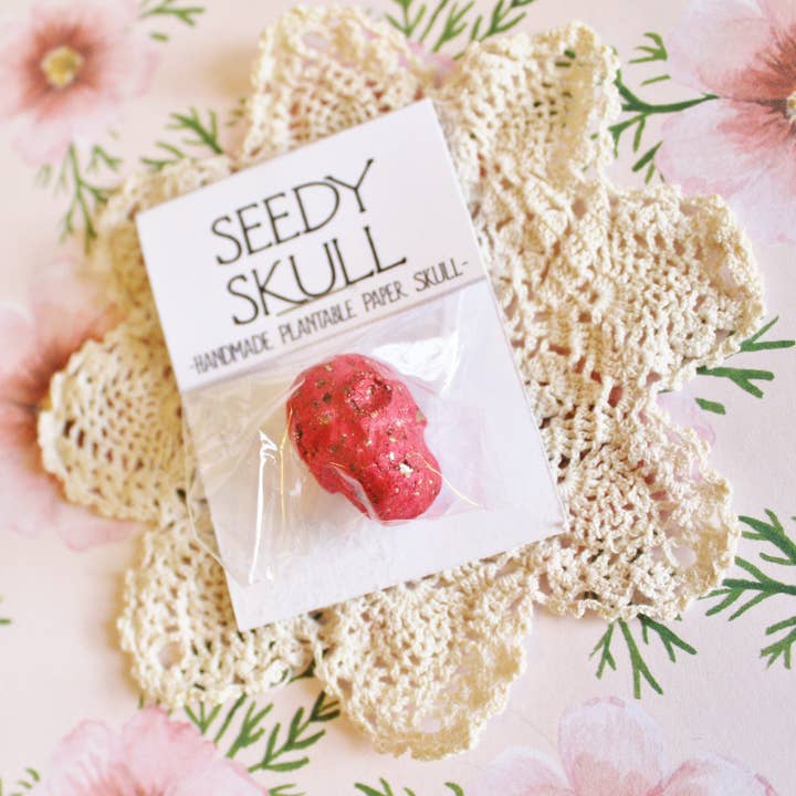 Darling Homebody - Wholesale Plant Seeds - Single Red Plantable Paper Seedy Skull. Wildflowers
