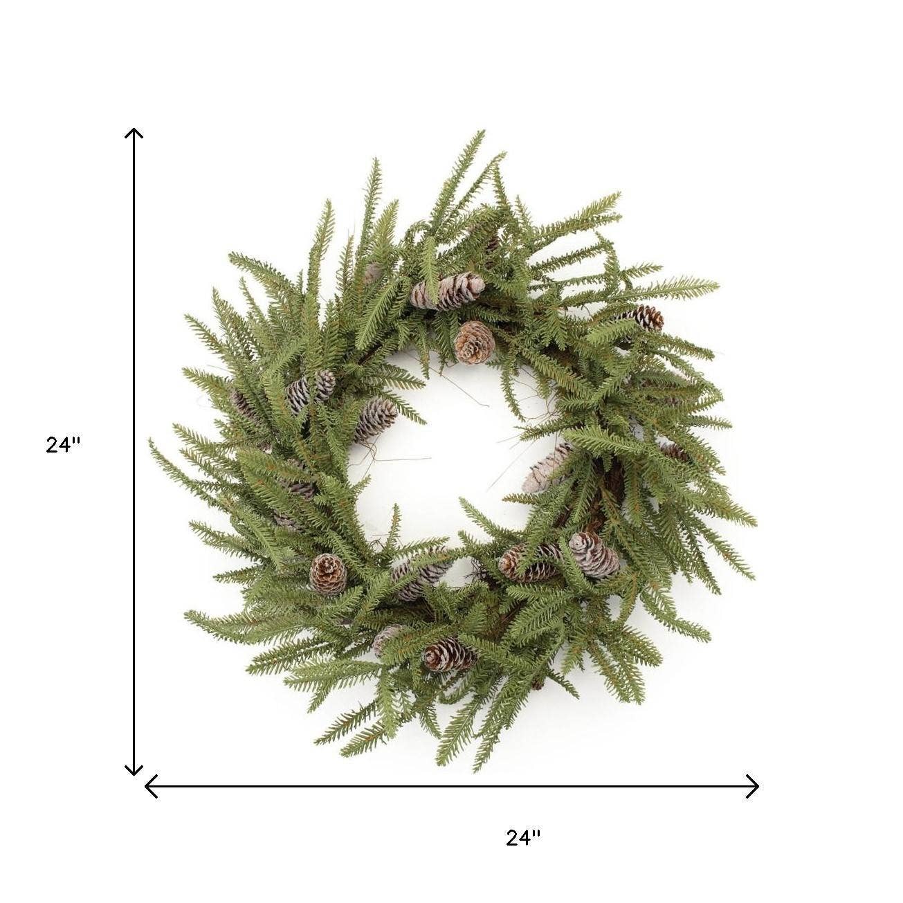 HomeRoots - Wholesale Wreath - 24" Green And Brown Christmas Pine And Pinecone Artificial Wreath2