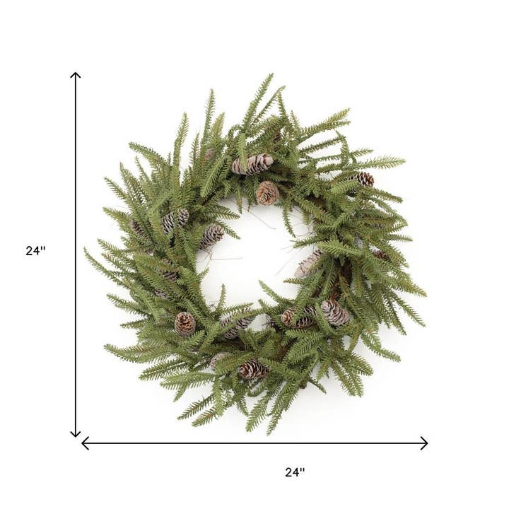 HomeRoots - Wholesale Wreath - 24" Green And Brown Christmas Pine And Pinecone Artificial Wreath2