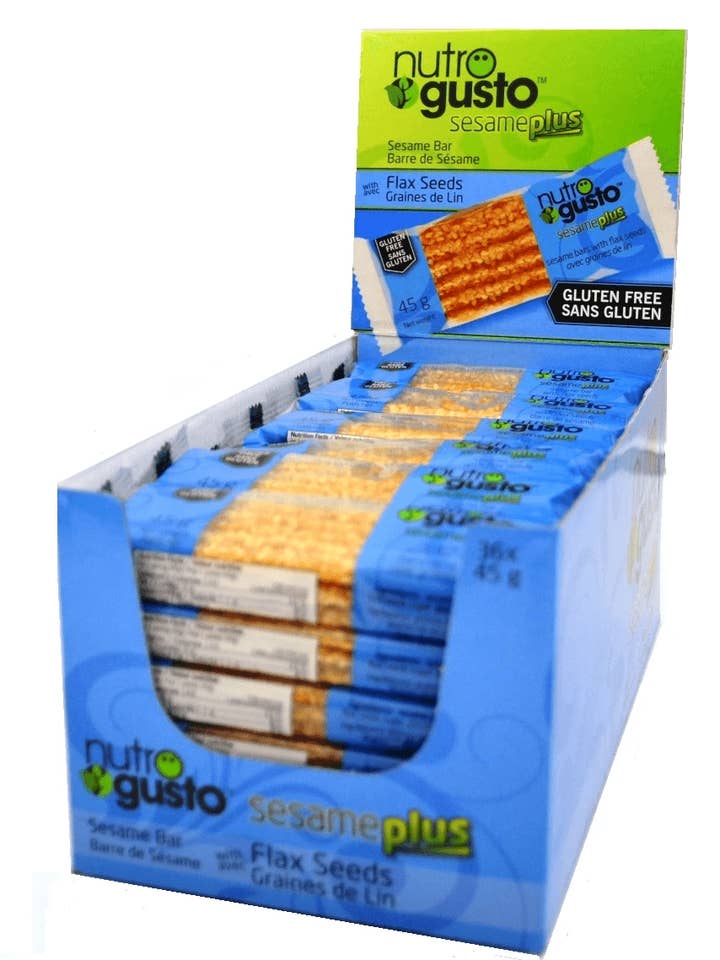 NutroGusto Plus Sesame Bar with Flax 45g x 36 for wholesale by NutroGusto