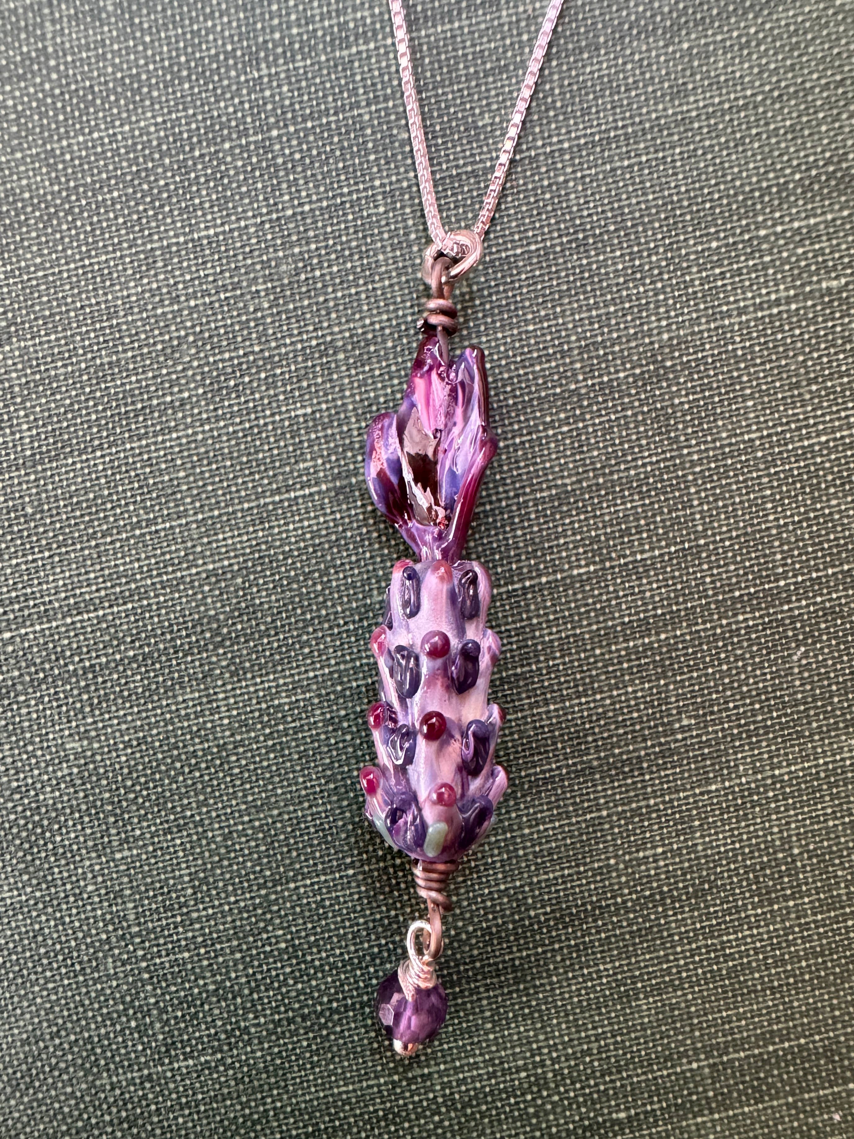 Lavender Beads - Wholesale Pendant/Charm Necklace - Spanish Lavender Glass Bead Pendant 2