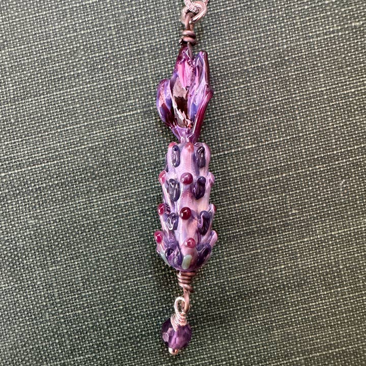 Lavender Beads - Wholesale Pendant/Charm Necklace - Spanish Lavender Glass Bead Pendant 2