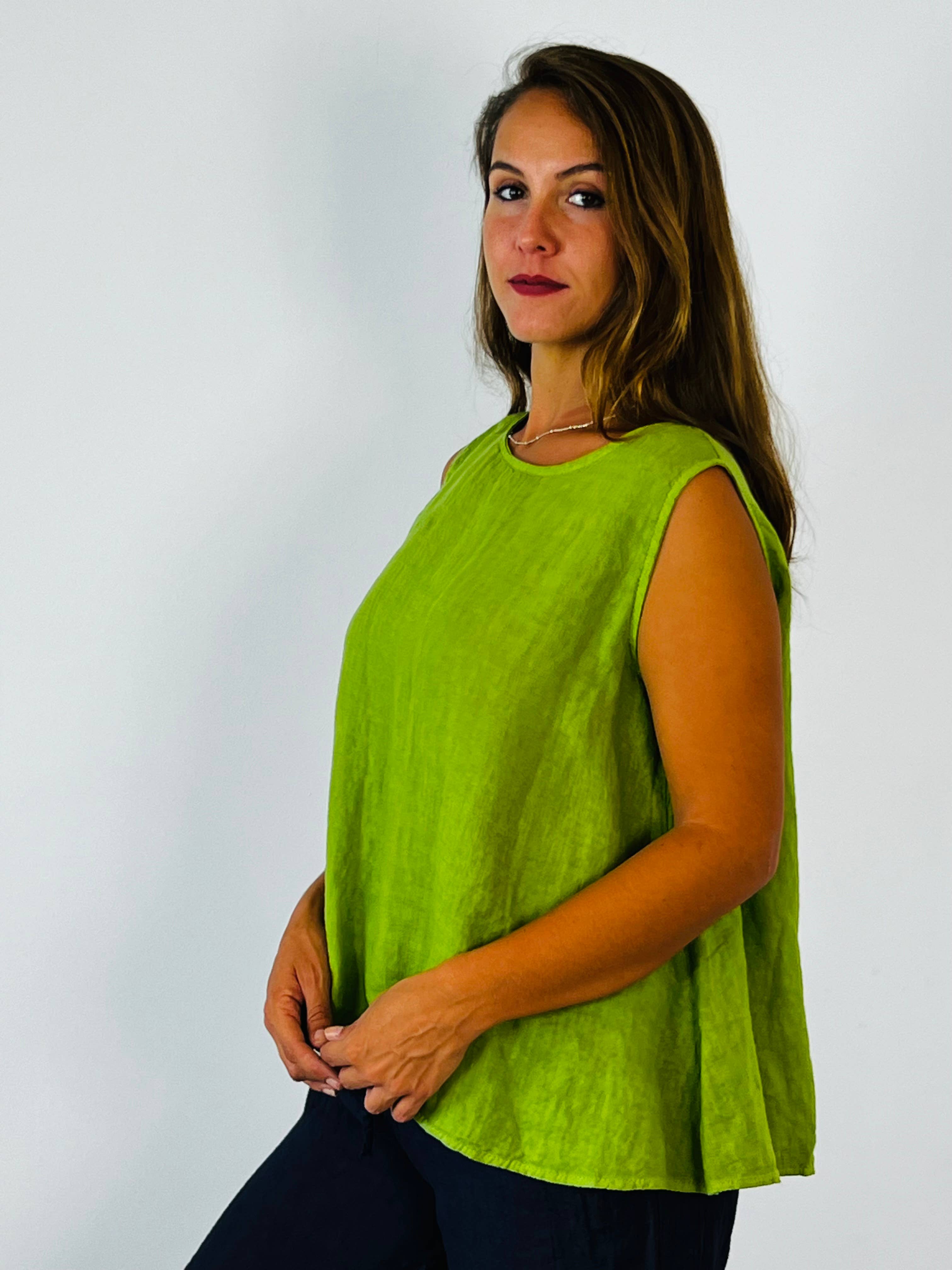 Linen & More - Wholesale T-Shirt - Women's - REF 5299 SLEEVELESS SHIRT BUTTONS 100% LINEN4