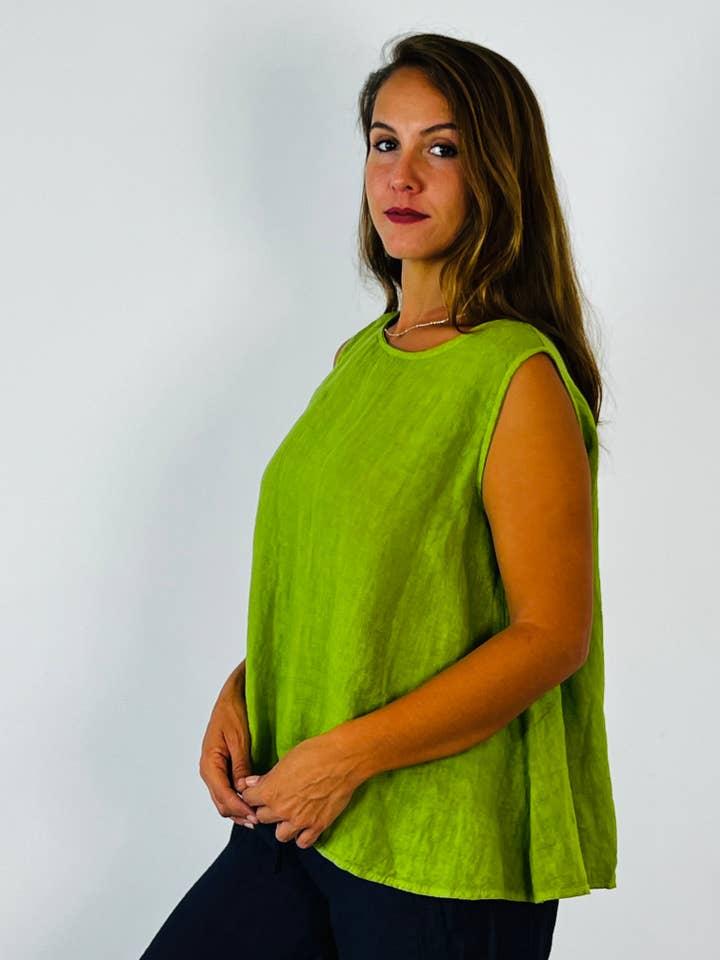 Linen & More - Wholesale T-Shirt - Women's - REF 5299 SLEEVELESS SHIRT BUTTONS 100% LINEN4