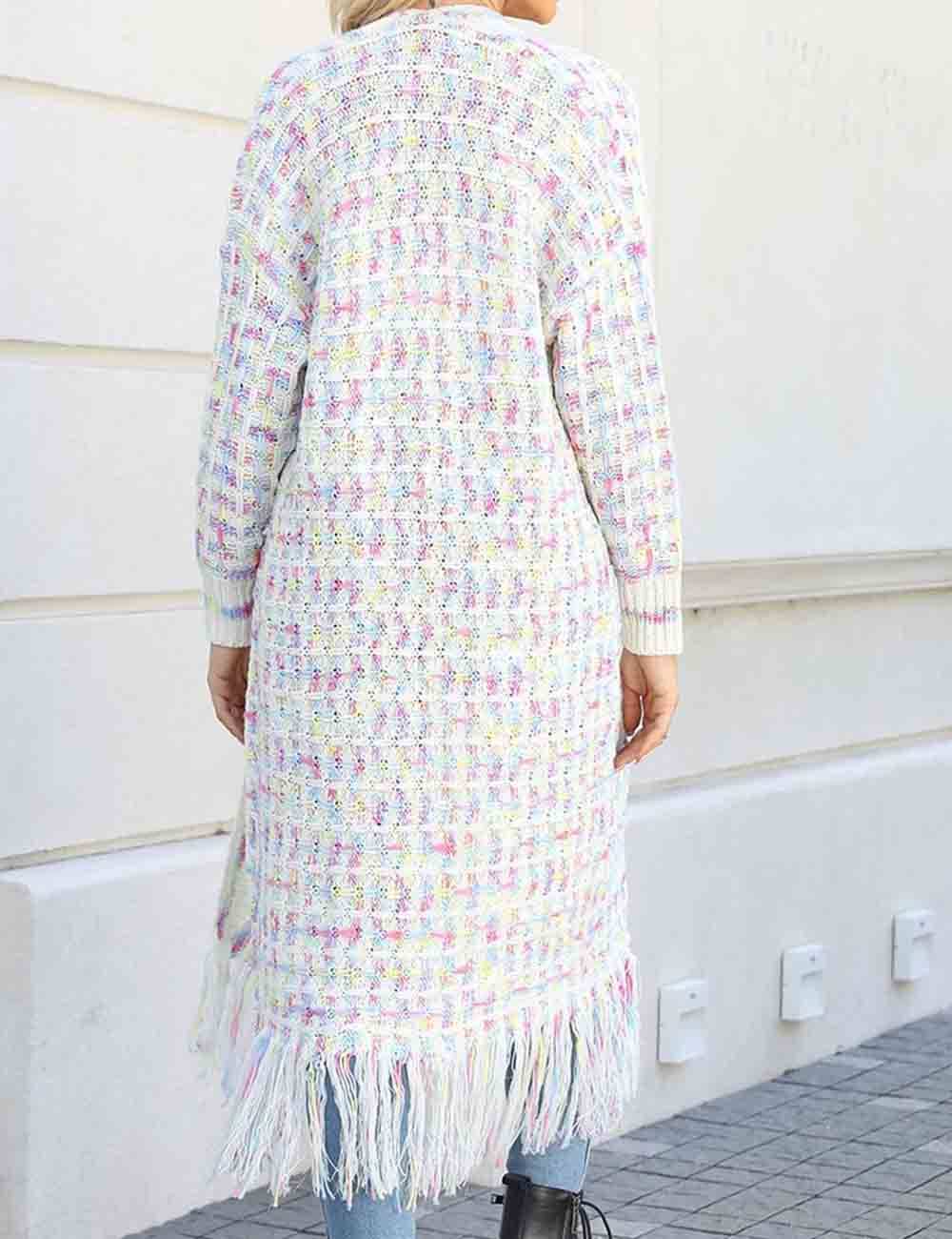 Sweetkama – wholesale Cardigan – Women’s – Ladies Multi Color Front Open Tassels Chunky Knit Cardigan10