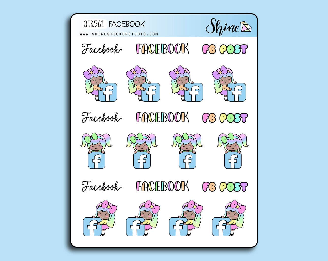 Shine Sticker Studio - Wholesale Sticker - Luna Facebook Stickers1