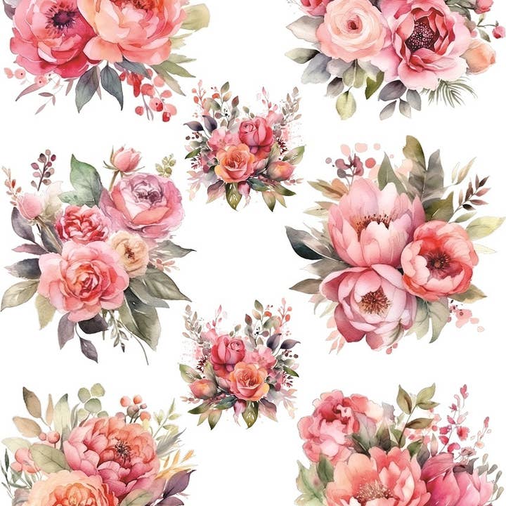 Papel de Arroz para Decoupage Ramo Rosa - A3+ - para Manualidades para venta al por mayor de Craft Kreatively