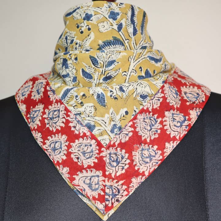 White Lotus Fashions - Wholesale Bandana - Women's - Golden Garden - Appliqué Border Bandana (KK1485)