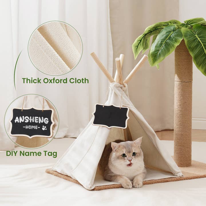 Robud & Mewoofun Official Store - Vendita all'ingrosso Tiragraffi - Gatti - Tiragraffi per gatti e albero per gatti a forma di teepee con palo in sisal per interni