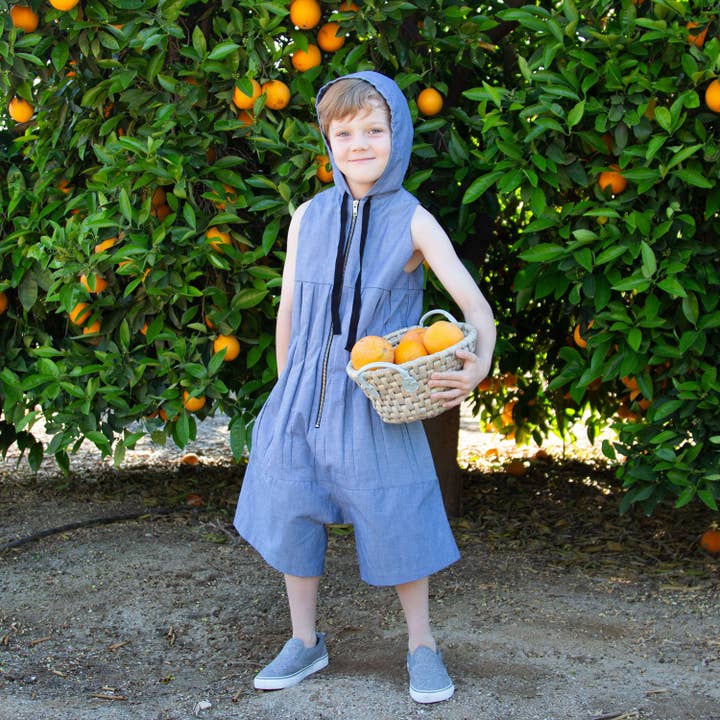 Infantium Victoria - Wholesale Overalls - Kids - Blue Denim Overall with Hood1