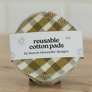 Reusable Cotton Pads - Green Gingham for wholesale by Lauren Alexander Designs